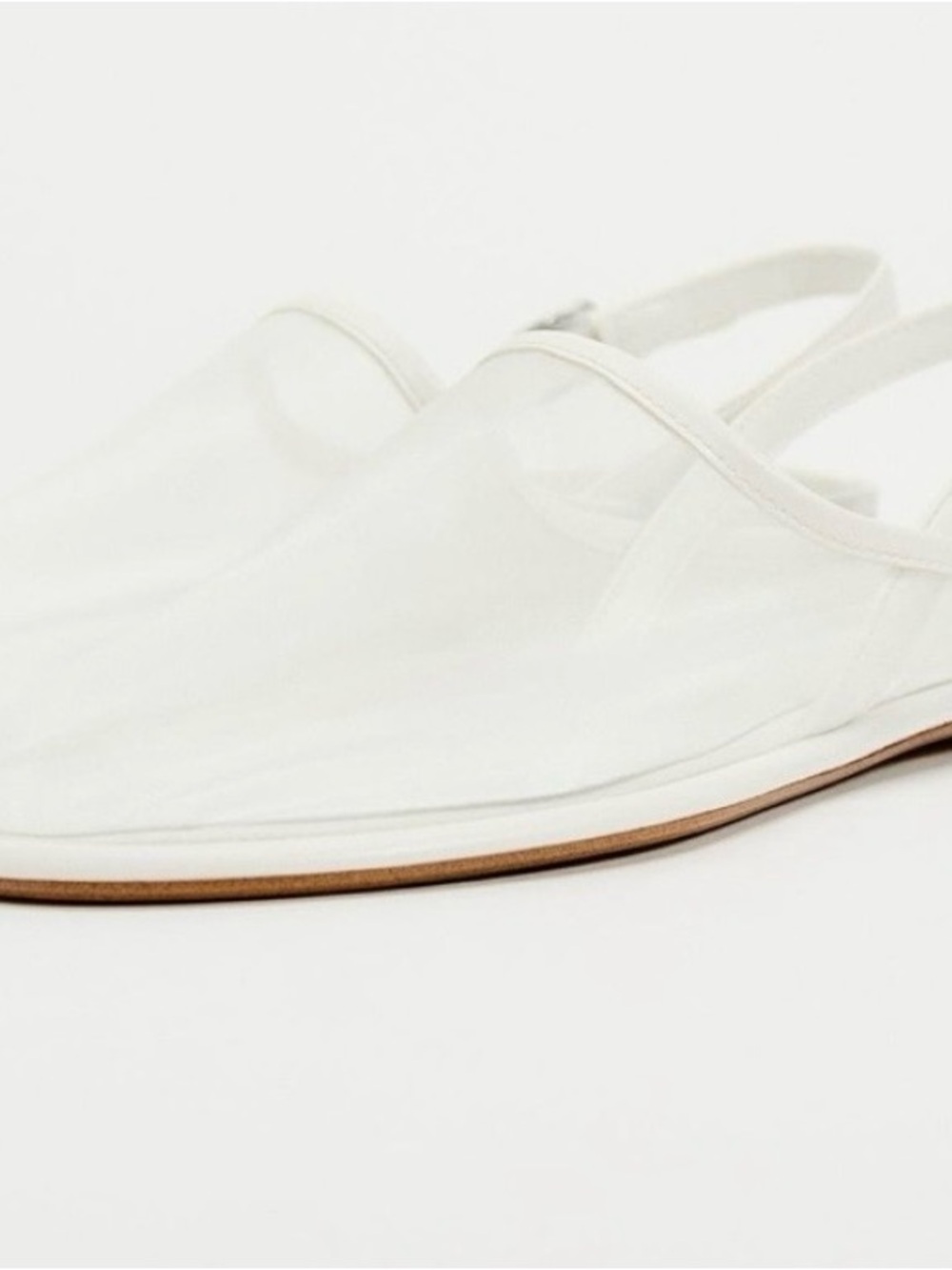 Zara white leather mesh minimalist Slingback flats round toe size 39